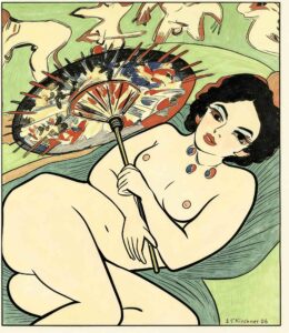 Ilustración Kirchner Muchacha bajo una sombrilla japonesa profesor fcodeasislopez