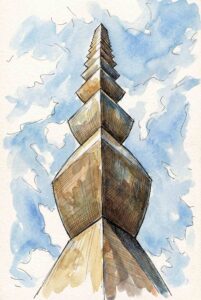 dibujo fcodeasislopez Columna hacia el infinito de Brancusi