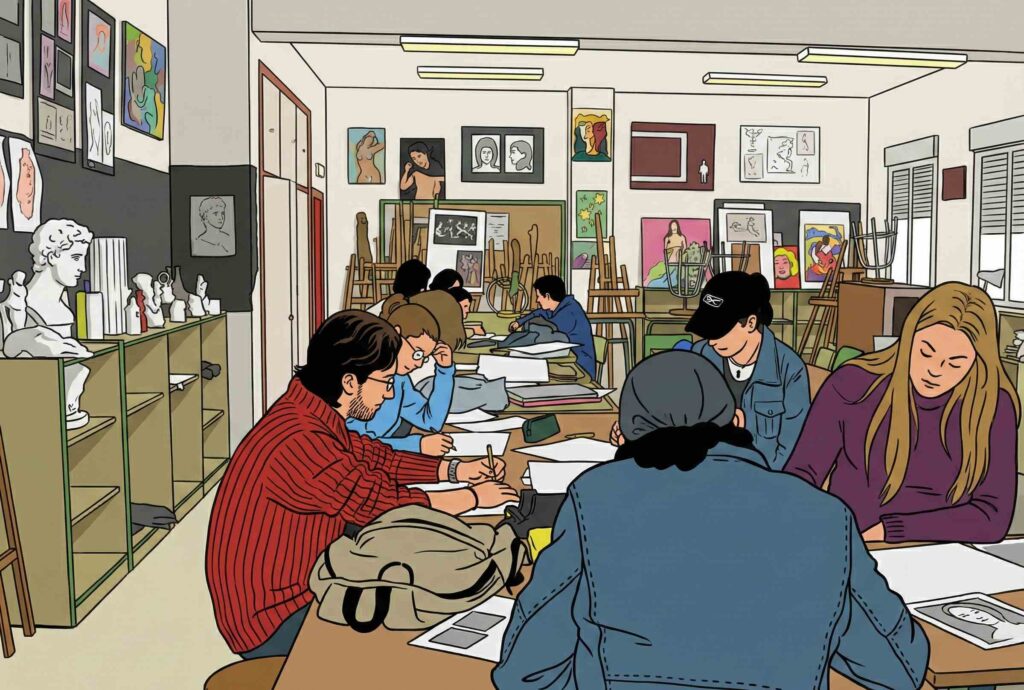 Ilustración alumnado arte profesor franciscodeasislopez